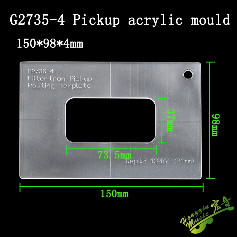 Maak een interne sjabloon voor elektrische gitaar, pickuplijn, vuilnisbak, pianobrug, open gat, ingelaste acrylsjabloon