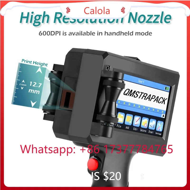 Fast-Drying Ink 12.7mm Handheld Inkjet Printer – For Text, QR Code, Barcode, Batch Number, Logo & Date Printing
