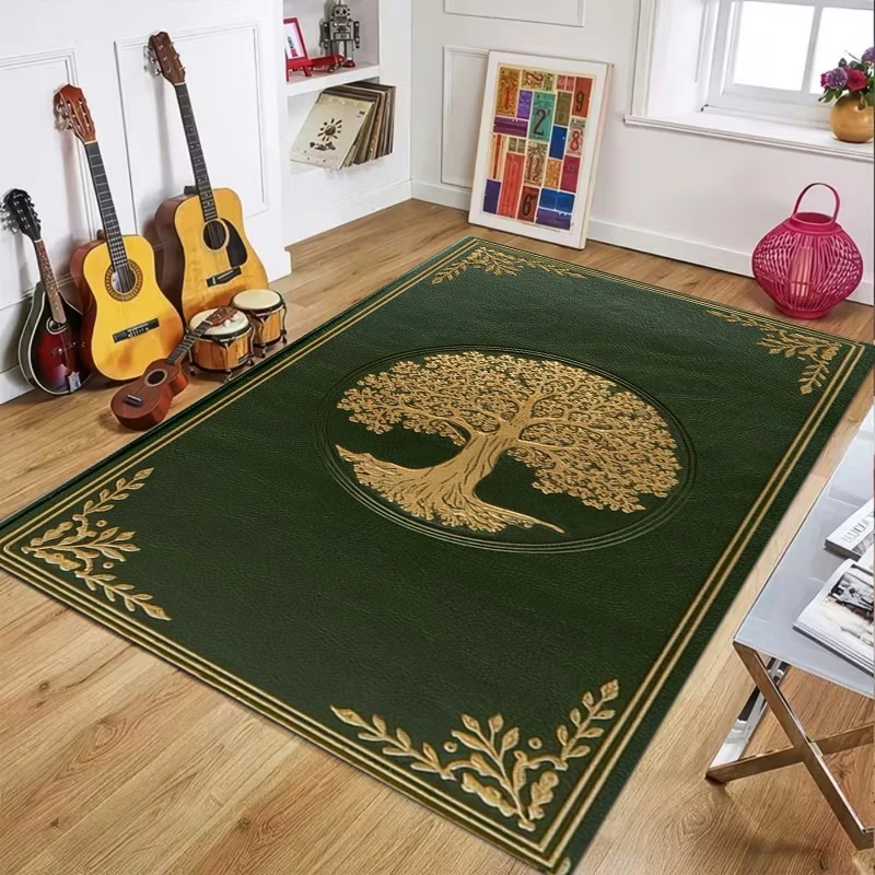 Mystical Life Tree Rug Soft Non-Slip Washable Area Carpet Vintage Forest and Moon Floor Mat for Living Room Bedroom Minimalist