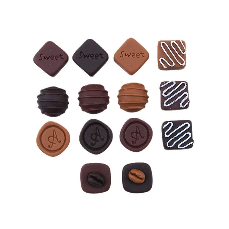 5Pcs Kawaii Simulation Chocolate Resin Charms Flatback Embellishments For Scrapbooking Fake Food Play DIY Accessories