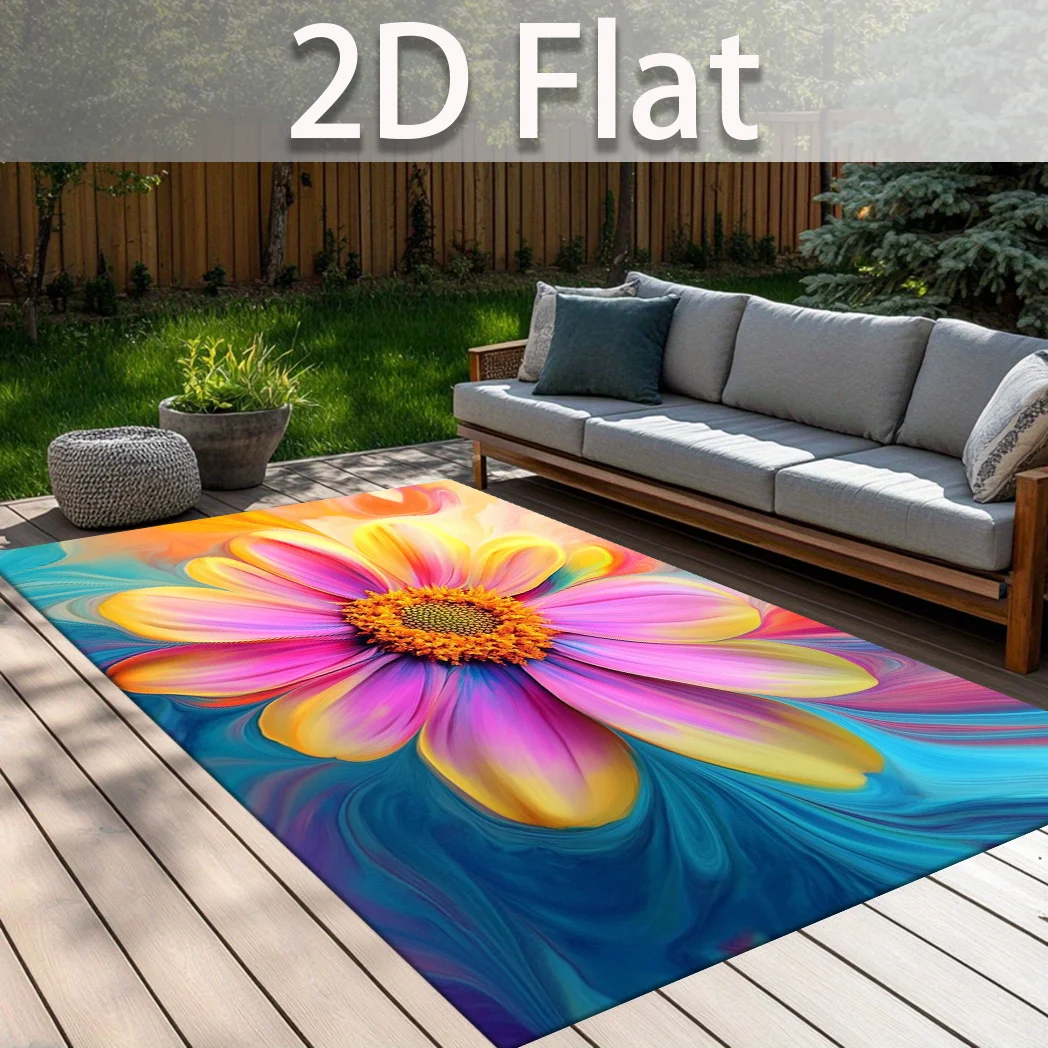 Colorful Flower Carpet Living Room Large Rug Vibrant Daisy Bedroom Decor Modern Fluid Art Area Rugs Sofa Floor Mat Gift