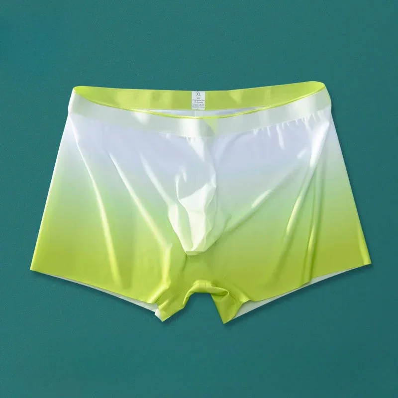 Boxers hombre sin rastro gradiente 3d entrepierna Boxer ropa interior de talla grande bolsa convexa bañadores ultrafinos calzoncillos translúcidos