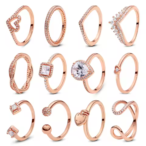 925 Sterling Silver Rings For Women Original Infinity Love Heart Engagement Wedding Ring Rose Gold Crystals Luxury Jewelry Gift
