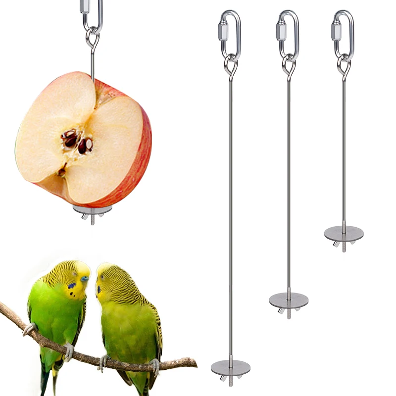 15/20/25cm Pet Parrots Birds Fruits Fork Stainless Steel Bird Food Holder Fruit Spear Stick Meat Fruit Vegetable Bird Supplies