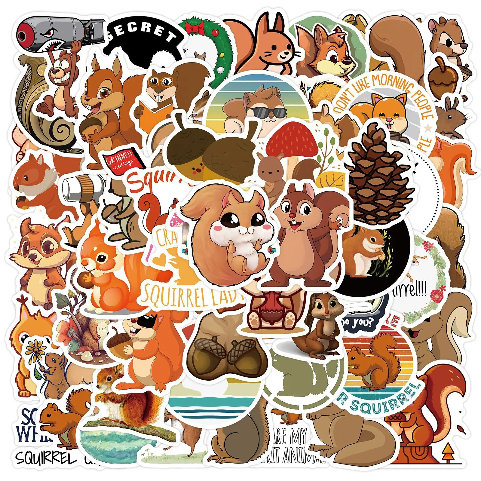 

60PCS Cute Animal Squirrel Graffiti Stickers Scrapbooking Laptop Phone Luggage Notebook Car Waterproof Sticker Decal Kids Toy