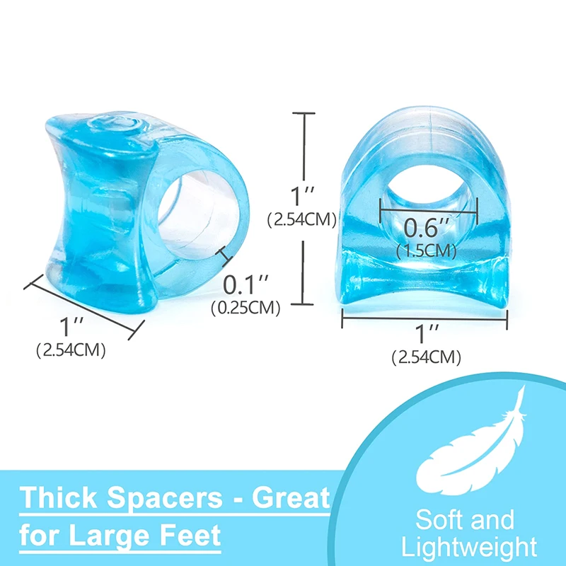 Separador de dedos de los pies de Gel de silicona suave azul, herramienta para el cuidado de los pies, espaciadores de juanete Hallux Valgus, Corrector de pulgar, 2 uds.