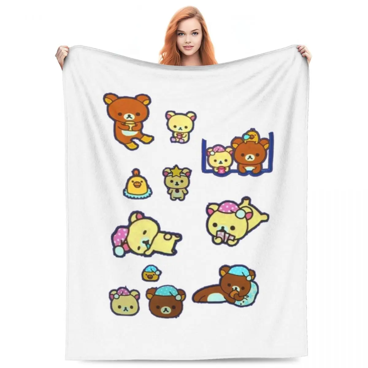 

Rilakkuma Sakura Blankets Fleece Sofa Throw Blanket Warm Throw Blankets for Couch Bedding Office Throws Bedspread Quilt
