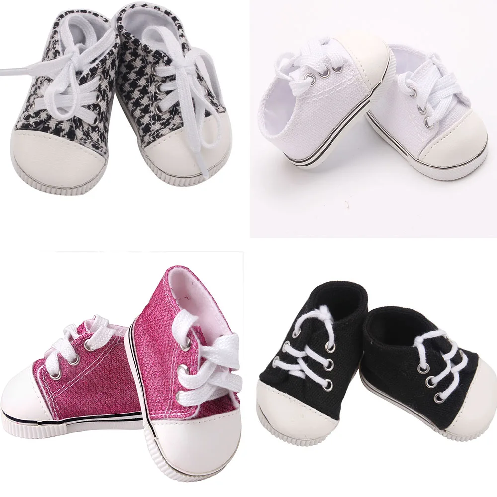 18 Inch Doll Girl Big Head Canvas Shoe Doll Fashionable and Versatile Daily Shoe Doll Simple Wearing Doll Accessories