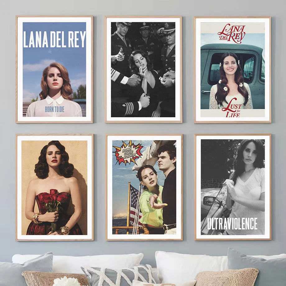Álbum de personajes de música de Lana Del Rey, arte de estilo, decoración de pared Del hogar, póster de lienzo, estética, diseño moderno, dormitorio, imagen de sala de estar