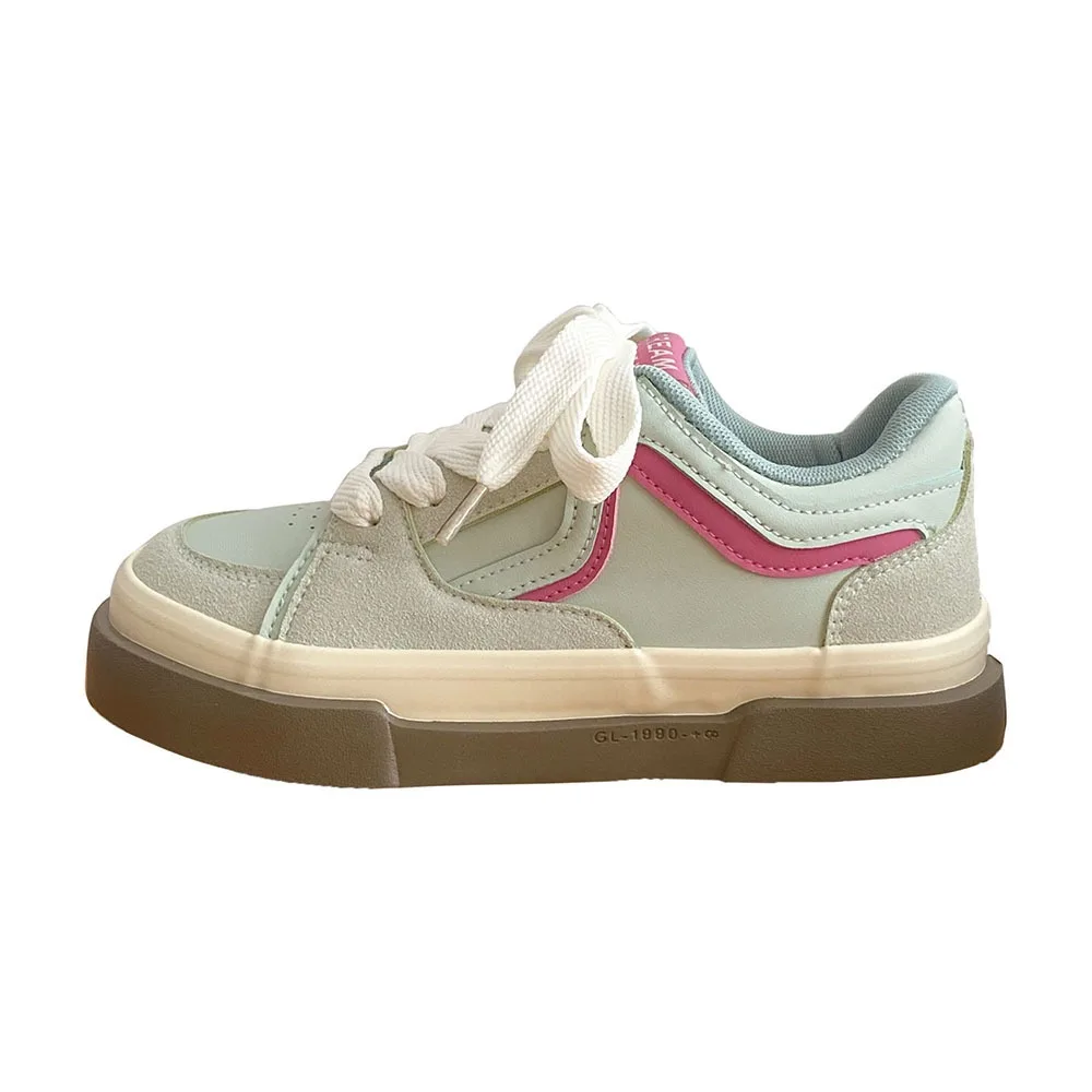 Spring Mint Green Leather Canvas Shoes for Women 2024 New Sports and Leisure Board Women Casual Shoes White Shoes 24-138