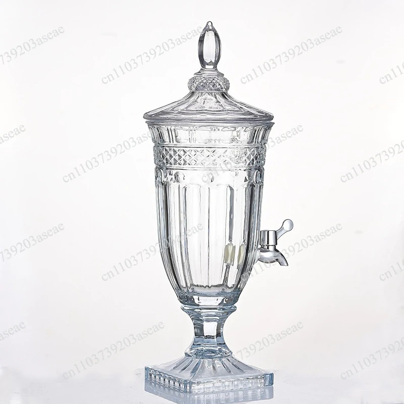 Thickened embossed crystal glass cold kettle with faucet juice tank large capacity beverage cola beer bucket