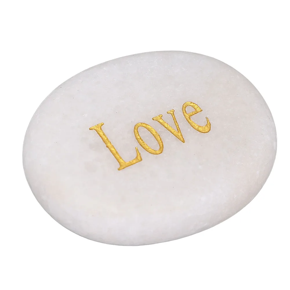 1pcs Portable Oval Shape Worry Stone Inspirational Words Palm Size Pocket Rock Crystal Stone Meditation