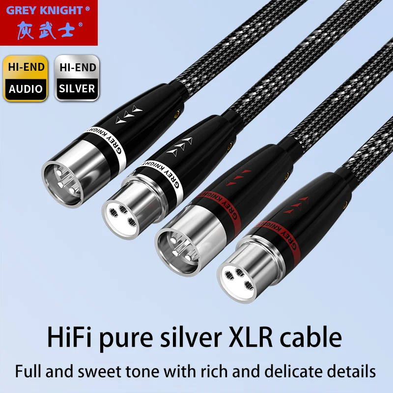 Grey Knight hifi pure silver xlr cable high fidelity four core pure silver audio speaker cable microphone mixer audio cable