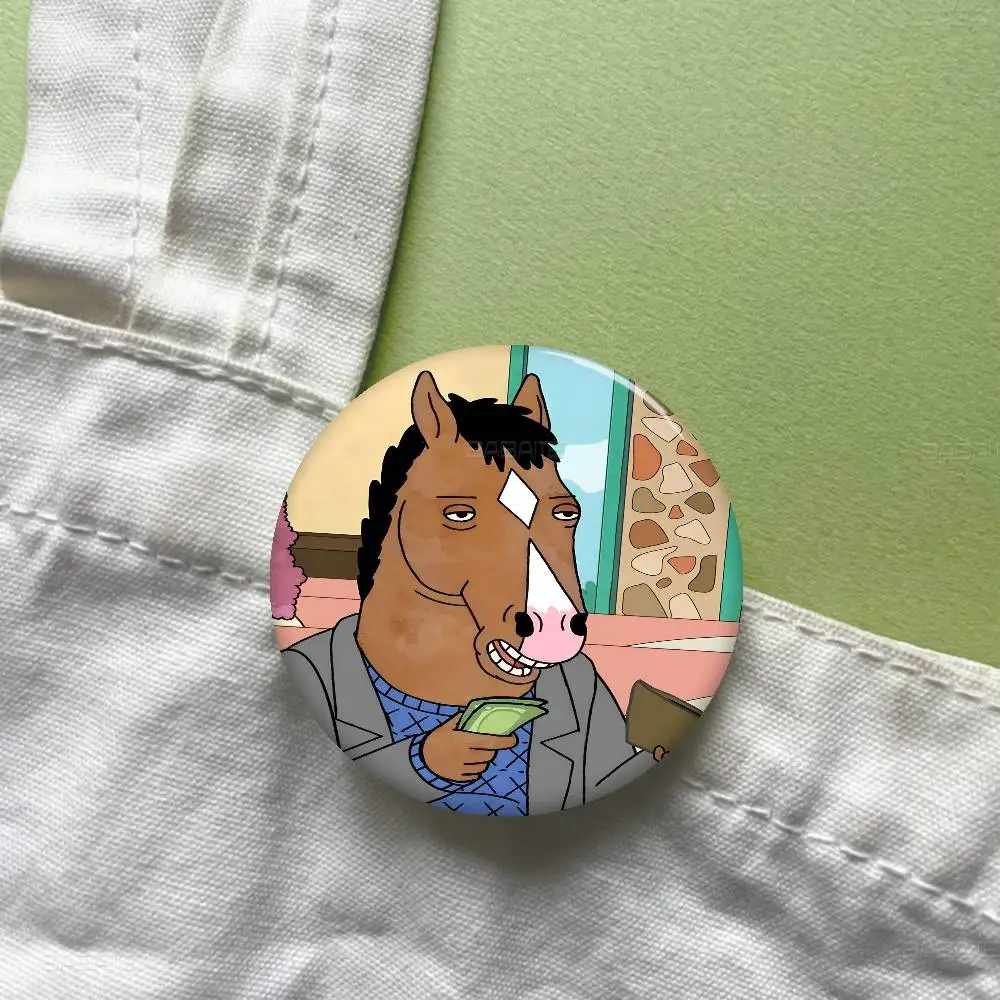 BoJack H-Horseman 58mm Cute Anime Figure Icon Badge Handmade Tinplate Brooch for Backpack Clothes