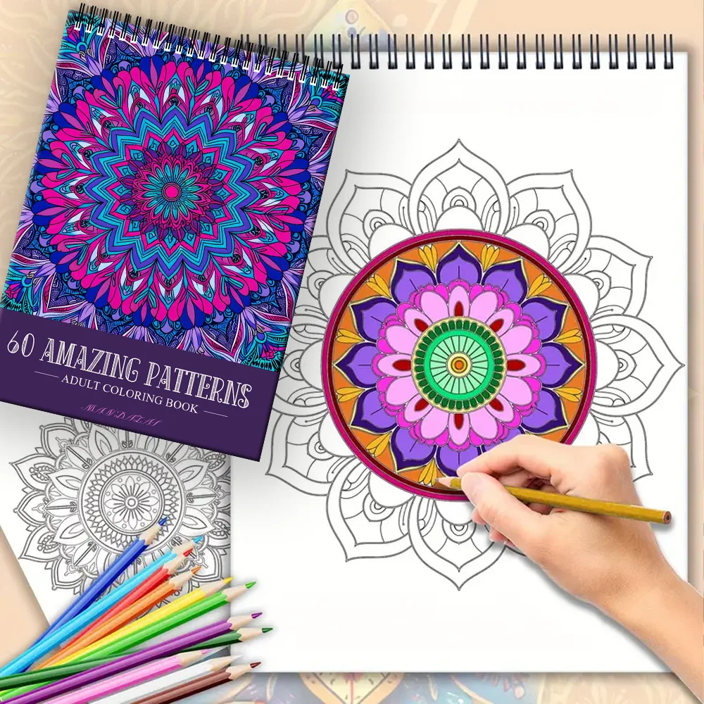 

Блестящая мандала, книжка-раскраска для взрослых, 60-страничная креативная книжка-раскраска, снятие стресса, художественный карандаш, цветная книжка-раскраска для рисования