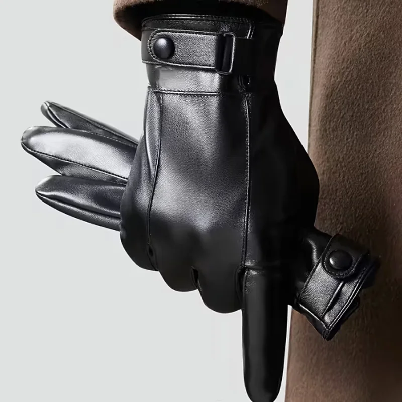 Warm Touchscreen Gloves Waterproof Leather Driving Outdoor Full Finger Gloves Thermal Thermal Motorcycle Riding Sport Gloves