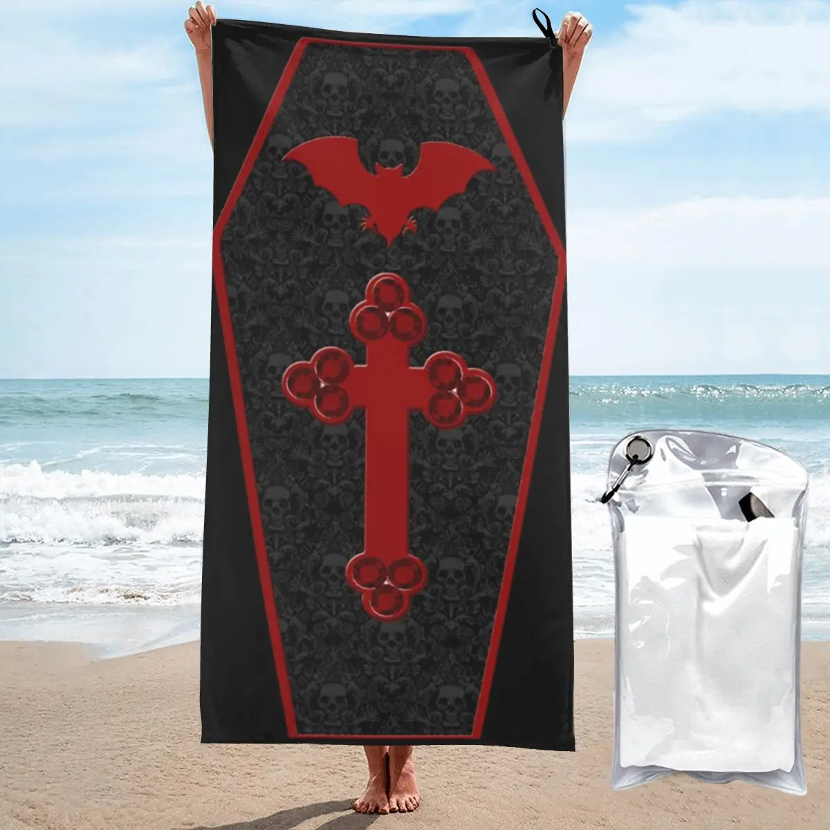 

Gothic Vampire Halloween Haunted Mansion 2 Beach Towel Soft Microfiber Quick Dry Absorbent Quick Towels For Swimming