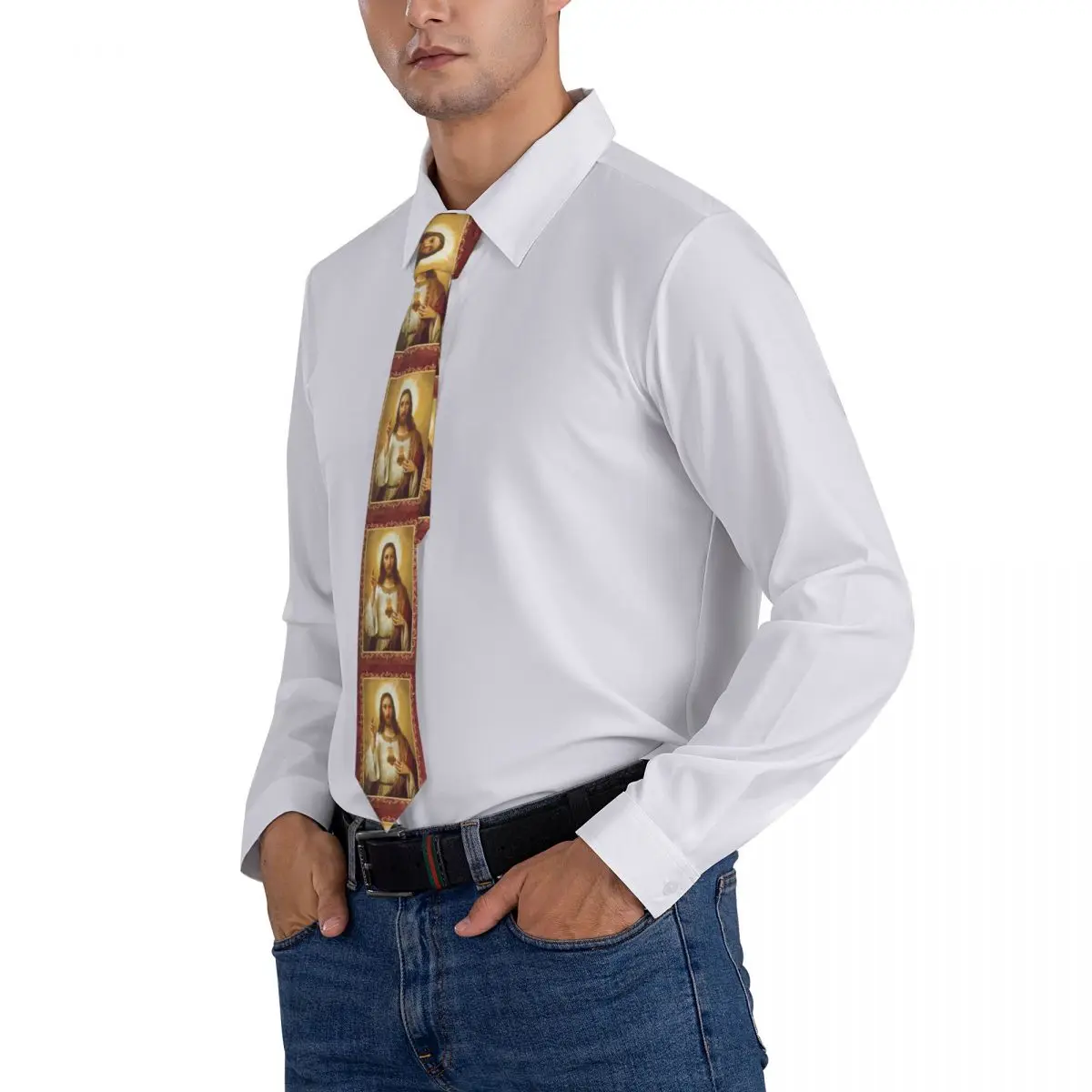 Sacred Heart Of Jesus Tie Catholic Business Neck Ties Classic Casual Neck Tie For Men Custom Collar Tie Necktie Birthday Gift