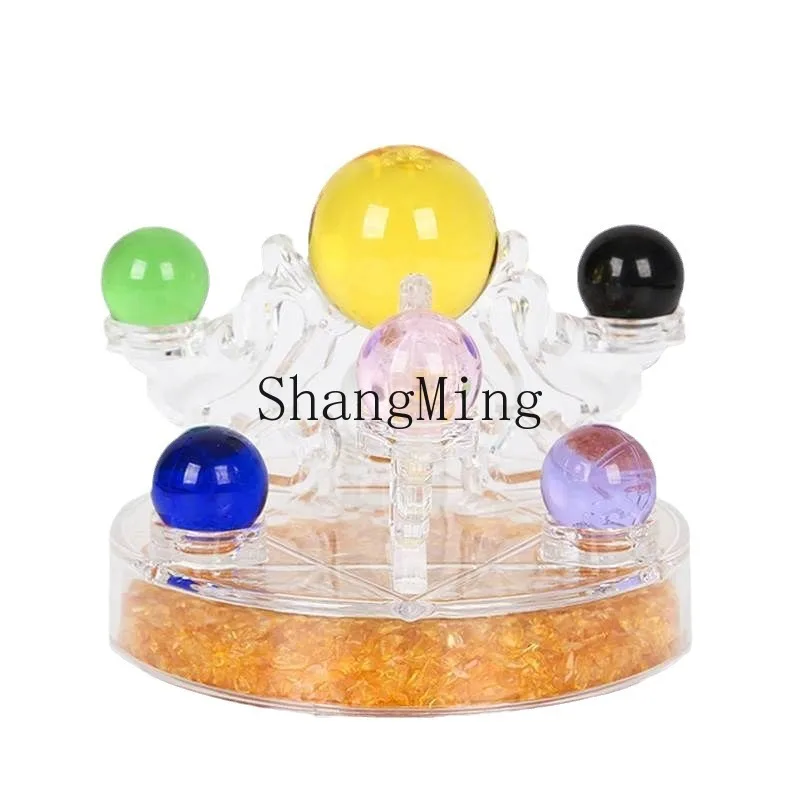 

PYH Colorful Crystal Ball Seven Stars Array Ornament Lucky Six Characters Mantra Obsidian Wealth Array Living Room