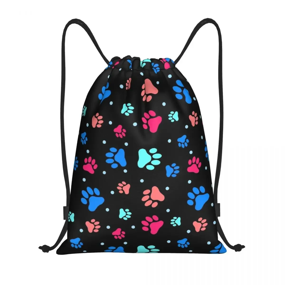 

Custom Color Dog Paw Prints Drawstring Backpack Women Men Gym Sport Sackpack Portable Training Bag Sack