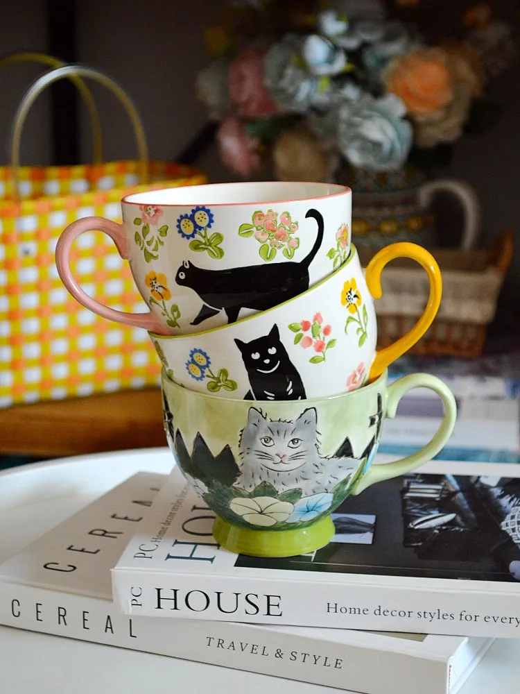 

Кружка Earendil Cerc Cartoon Cup с ручной росписью под глазурью, высокая эстетическая ценность, кружка для завтрака/молока с одной ручкой