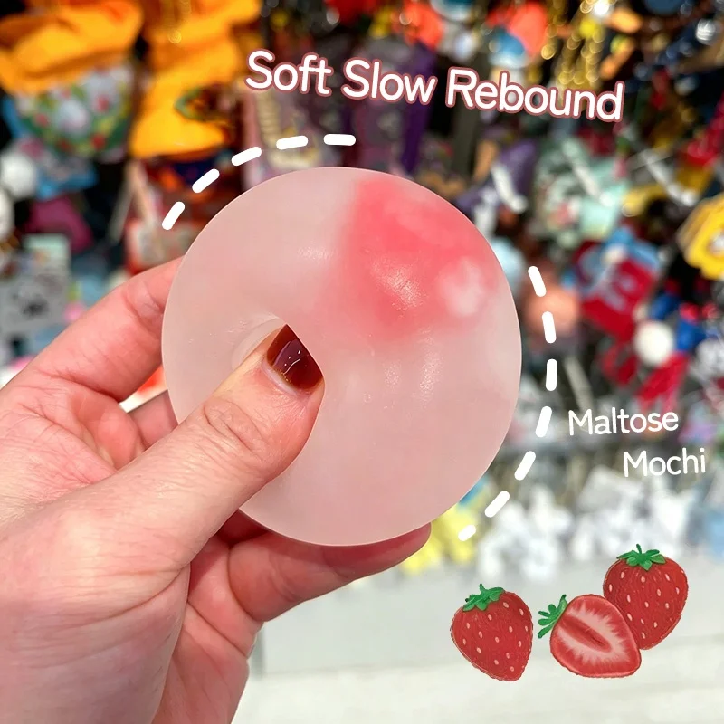 Juguetes Blandos de Mochi de Fresa, Antiestrés, Sensoriales, de Maltosa, de Rebote Lento, para Descomprimir, para Amigos