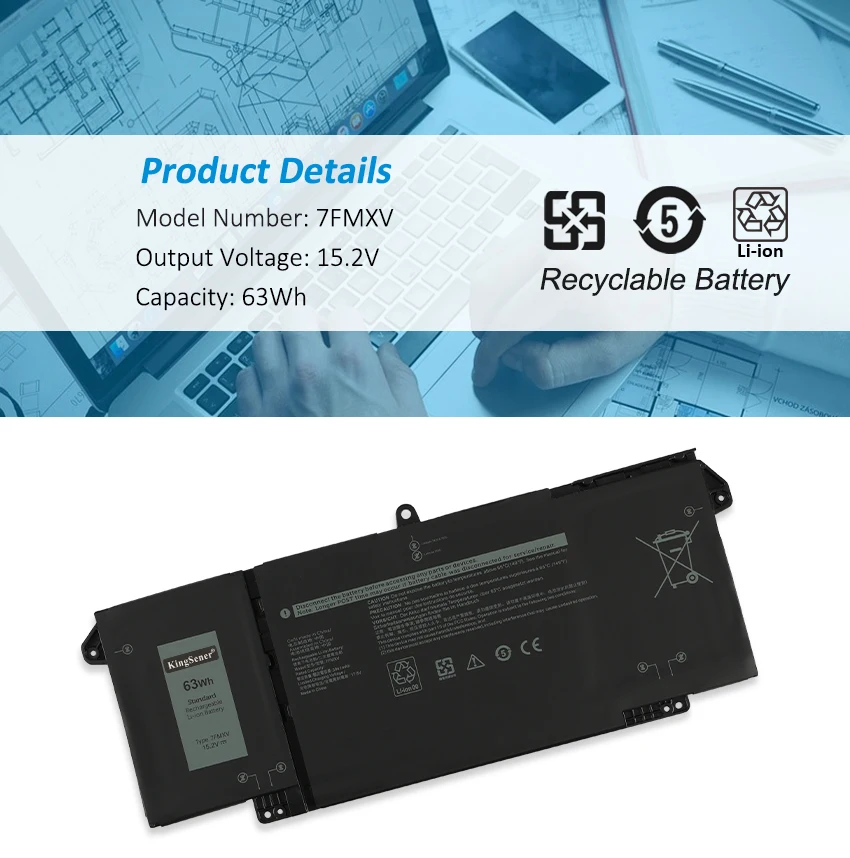 KingSener 7FMXV Laptop Battery For DELL Latitude 13 5320 7320 14 7420 15 7520 P134G001 P135G001 P138G001 FMXV 0TN2GY TN2GY 4M1JN