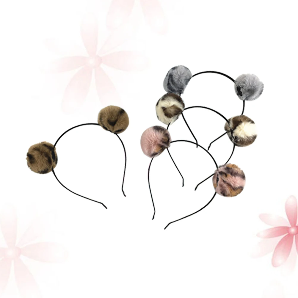 

4PCS Leopard Print Hair Ball Headbands Bee Hoop Cosplay Headdress Party Accessories Kids Birthday Christmas Masquerade