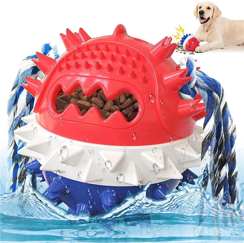 Pet Dog Chew Toys Food Dispensing Leakage Ball Dog Toy Tooth Cleaning Improve IQ Interactive Treating Ball Pet Supplies