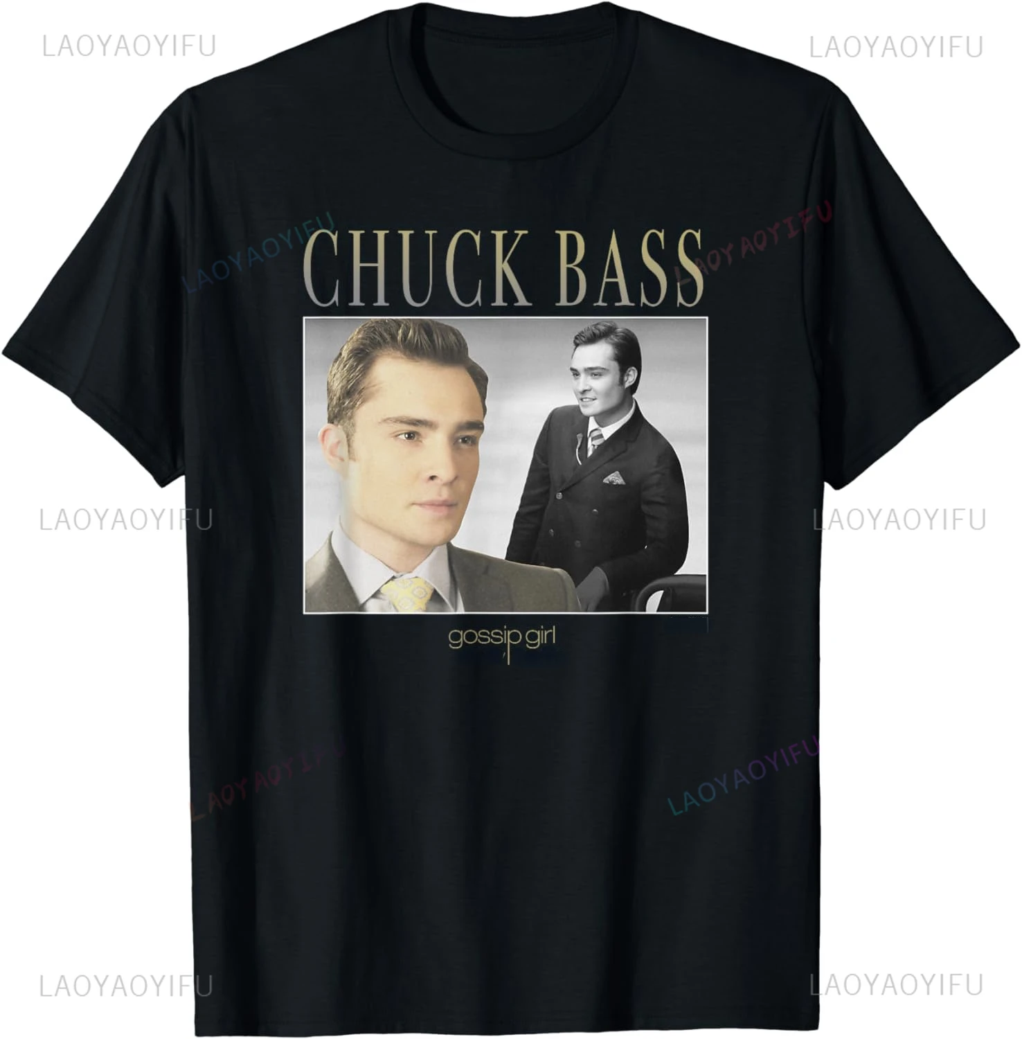 Gossip Girl Chuck Bass Colorful Pop Poster T-shirt Summer Oversized Short-sleeved Shirt Unisex Casual Top