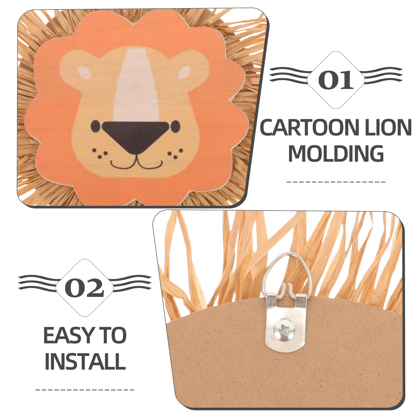 

Lion Head Decoration Pendant Room Wall Decorations Crafts Raffia Adornment Home Decorative Hangings
