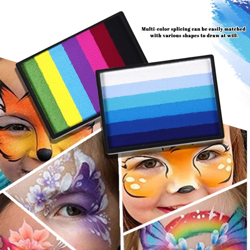 50g Face & Body Paint Palette,Rainbow Face & Body Paint Water Soluble Body Painting,for Holiday Cosplay Parties Art Stage Makeup