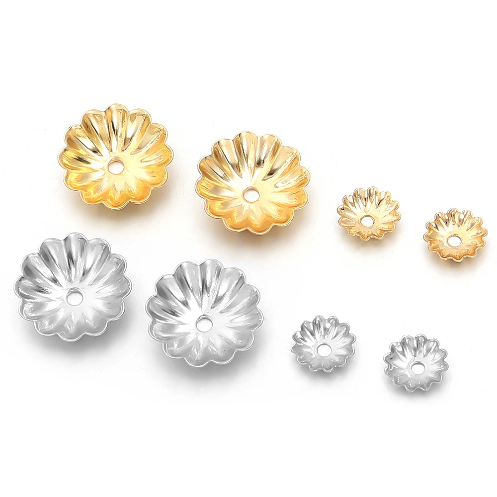 50 قطعة الفولاذ المقاوم للصدأ زهرة الخرز قبعات معدنية خرزة مباعدة قبعات لصنع المجوهرات أساور يدوية إكسسوارات عقد بالجملة