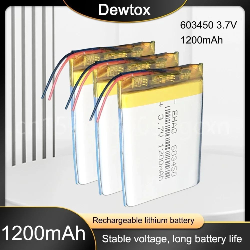 3.7V Lithium Ion Polymer 603450 1200mAh Battery Replacement 3.7 Volt Rechargeable Lipo Li-polymer Cells Bateria