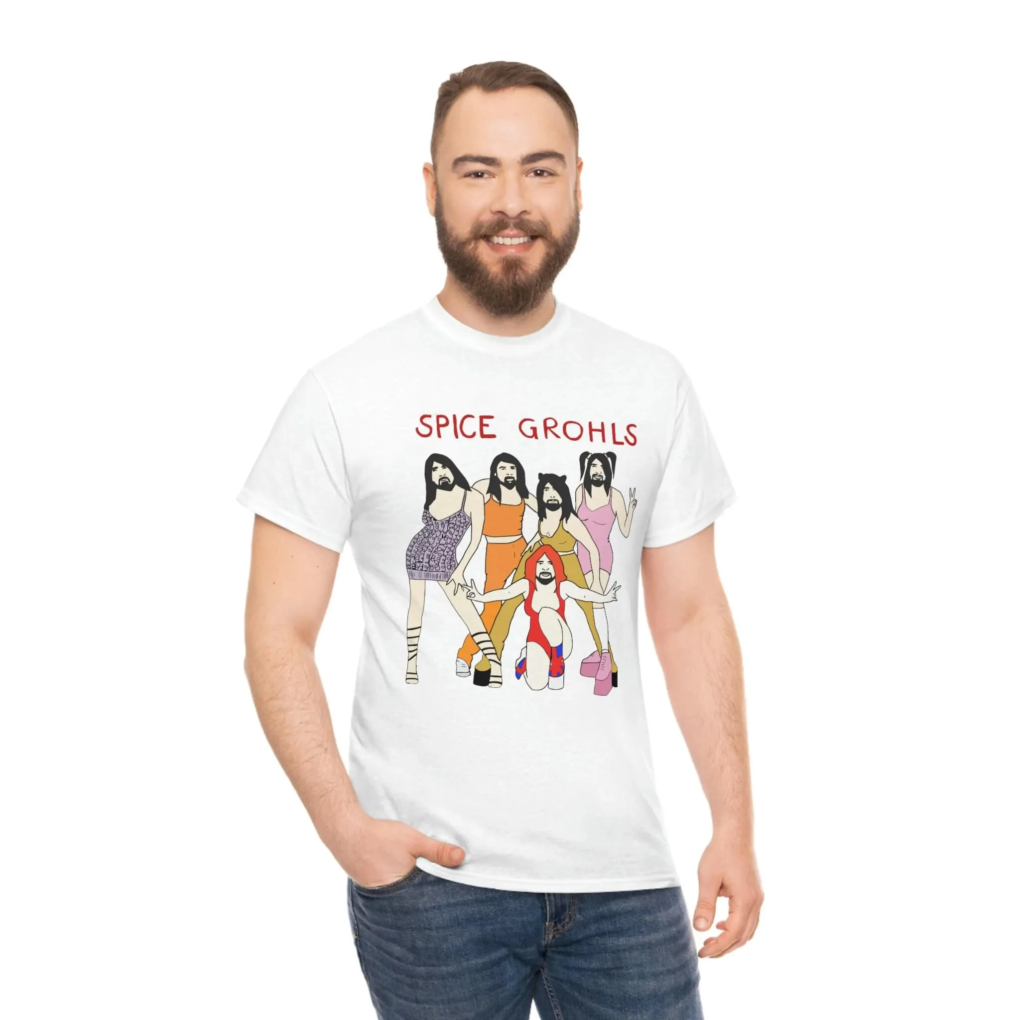 Spice Grohls Shirt Spice Grohls Girls Dave Music Funny Parody Shirt Summer Men's and Women's Loose and Breathable T-shirt Top
