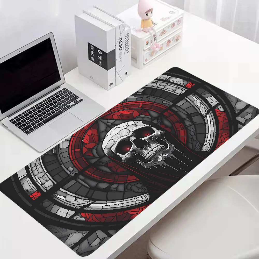 STAINED GLASS SKULL OF THE FALLEN SAINT Pc Gamer Diy Gaming Computer Mat Desktops Anime Mouse Pad 900x400 Mousepad Mats Keyboard