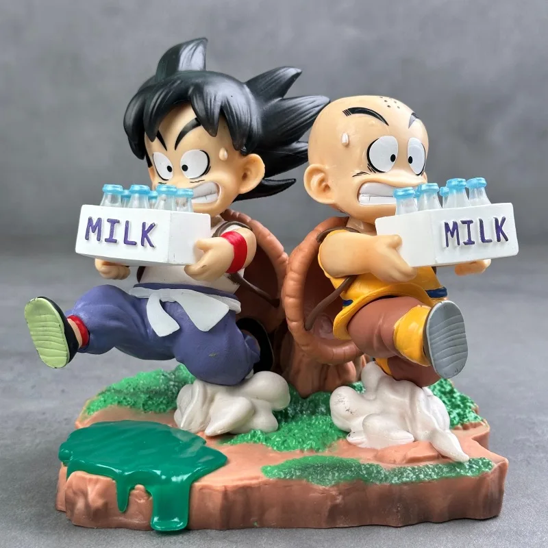 

15cm Anime Dragon Ball Z Action Figure - Son Goku & Krillin Milk Childhood PVC Statue Collectible Model Doll Toys for Kids