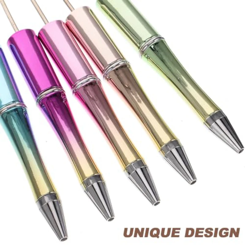 50Pcs DIY Beaded Pen Blank Electroplated Rainbow Metallic Style Plastic Ballpoint Pens