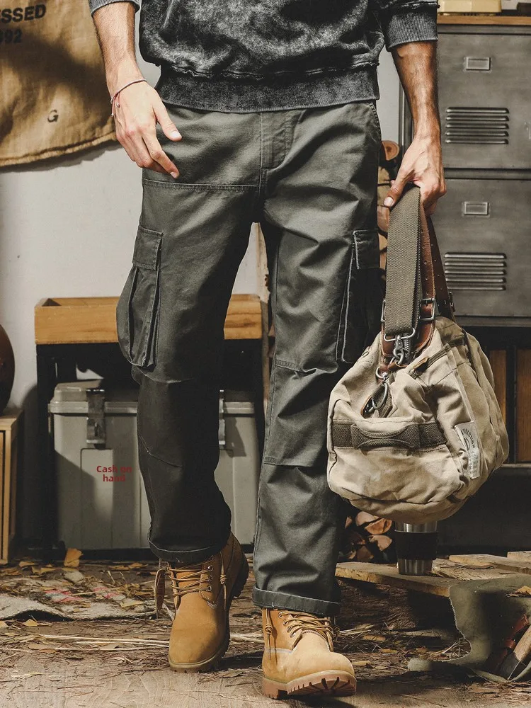 

Джерри, американская рабочая одежда, брюки, мужские свободные прямые брюки, модные брендовые повседневные брюки на подкладке, брюки десантника