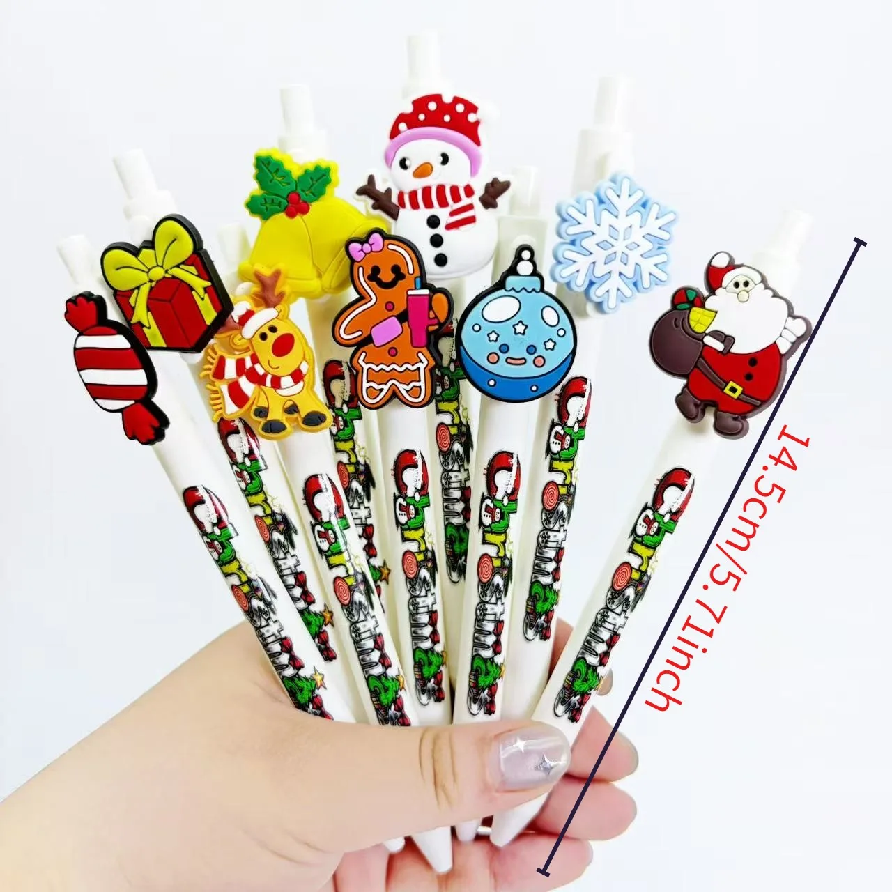 9Pcs/15Pcs Merry Christmas Themed Ballpoint Pens Christmas Element Series Patch Printed Ballpoint Pens Student Writing Pens