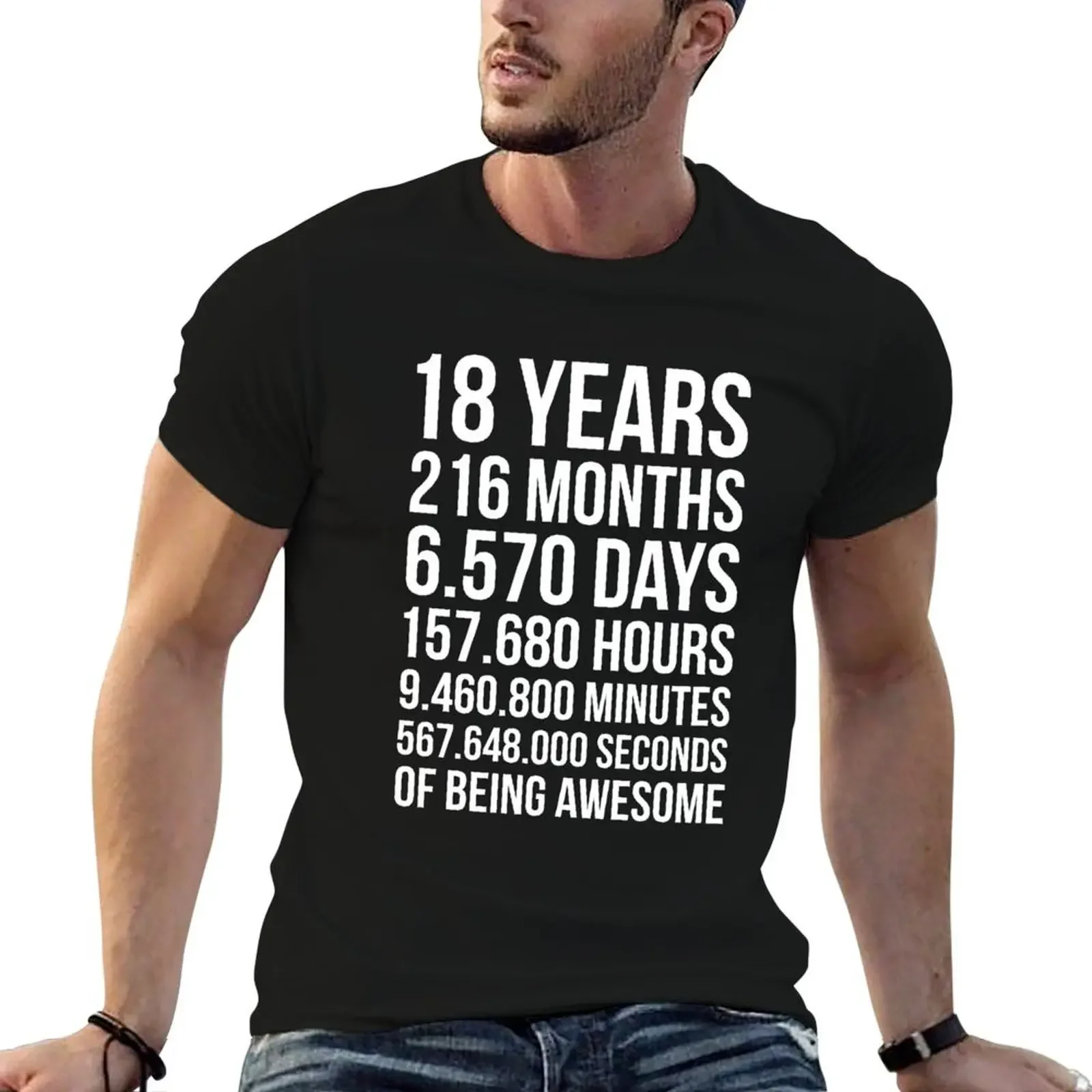 

Awesome 18th Birthday Shirt Funny 18 Year Old Birthday Gift T-Shirt summer top Aesthetic clothing cute tops Men's cotton t-shirt