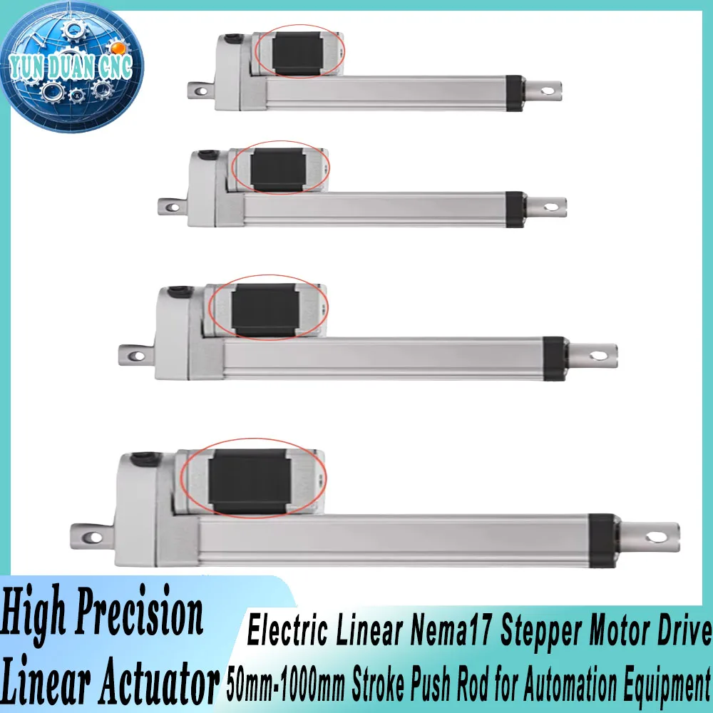 High Precision Linear Actuator Electric Linear Nema17 Stepper Motor Drive 50mm-1000mm Stroke Push Rod for Automation Equipment