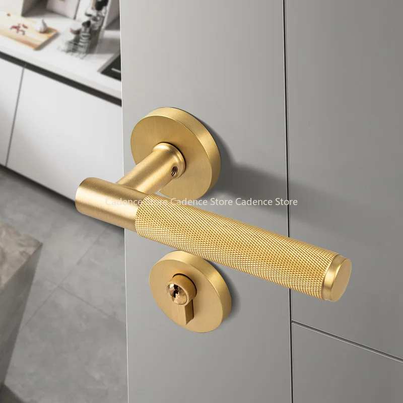 

Латунный внутренний врезной дверной замок с накаткой, манекен прохода, конфиденциальность, европейская североамериканская структура, матовое золото, античная латунь