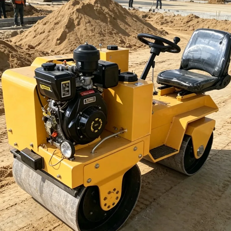 Customized Vibrating Roller Mini Sit-on Compactor Diesel Double Drum for Trench Backfill Pipeline Construction Compaction