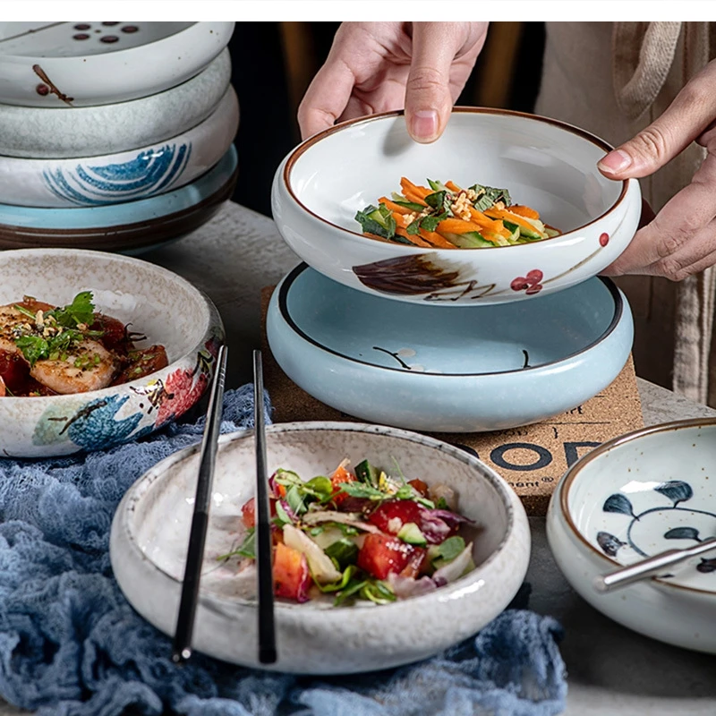 

6-дюймовая керамическая посуда, ручная роспись, пищевые круглые утолщенные кухонные принадлежности