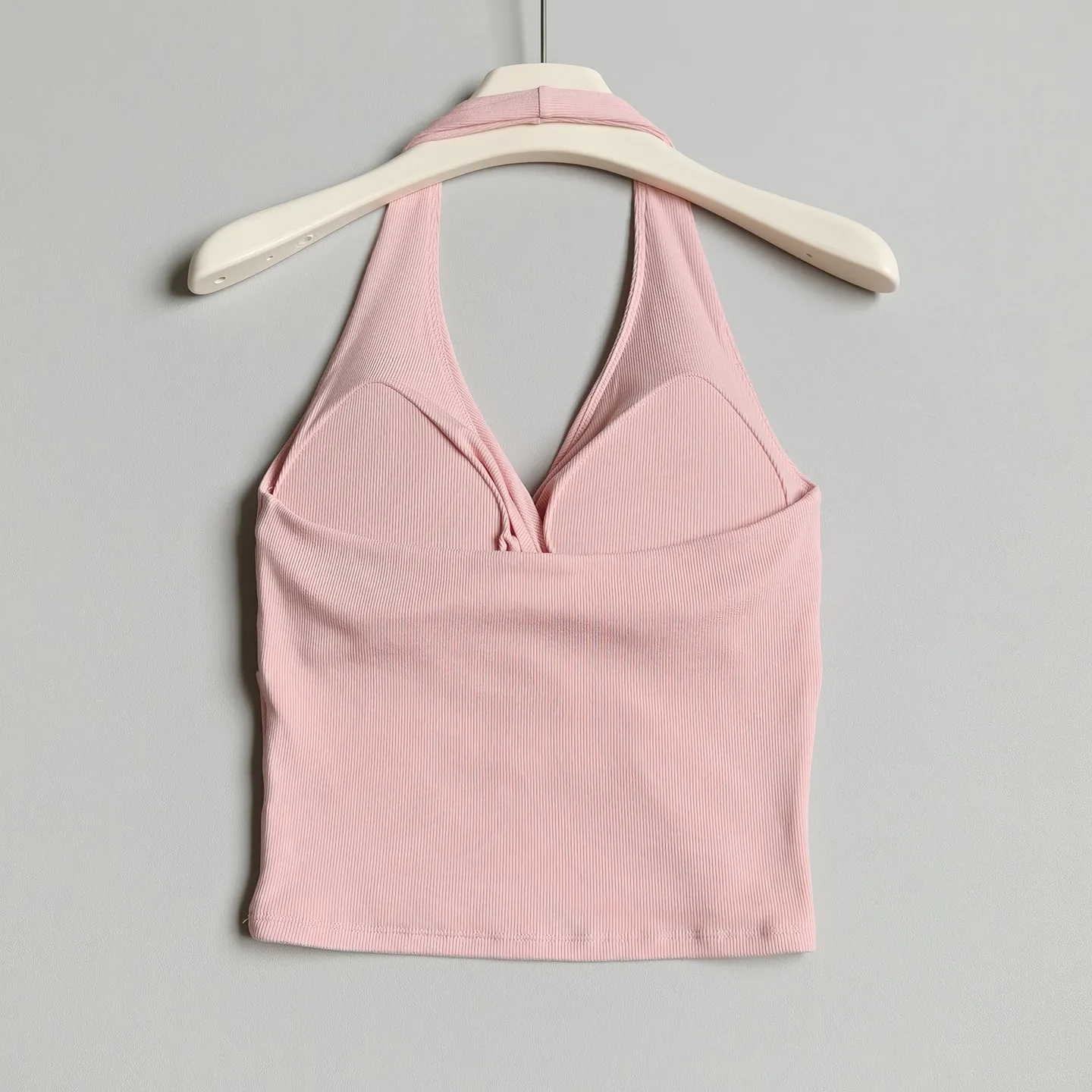 Damen Sexy V-Ausschnitt Yoga-Top Figurformendes Gedrehtes Design Sport-BH mit Brustpolster Fitness-BH Pilates Gym Tanktop – Detail 4