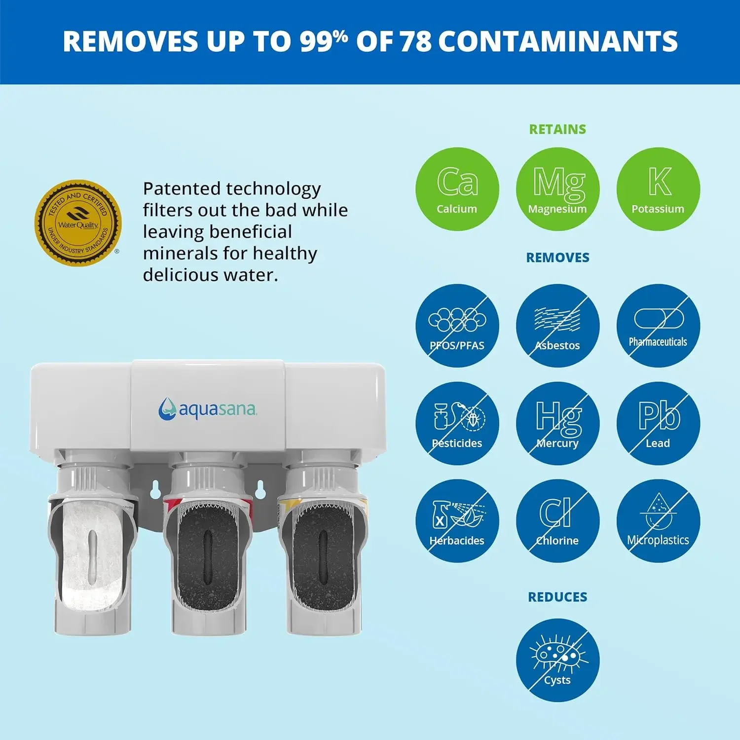 Sistema de agua para debajo del fregadero de escenario, filtros de filtración Claryum para encimera de cocina, grifo de níquel cepillado con 99% de cloro