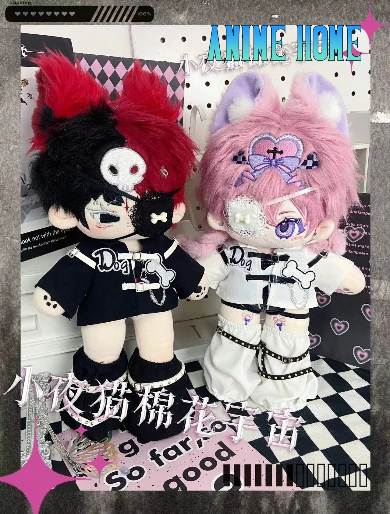 

Original Black White Cool Punk Dog Suit For 20cm Long Leg Doll Toy Sexy Costume Cosplay YM Kids Gift Cute
