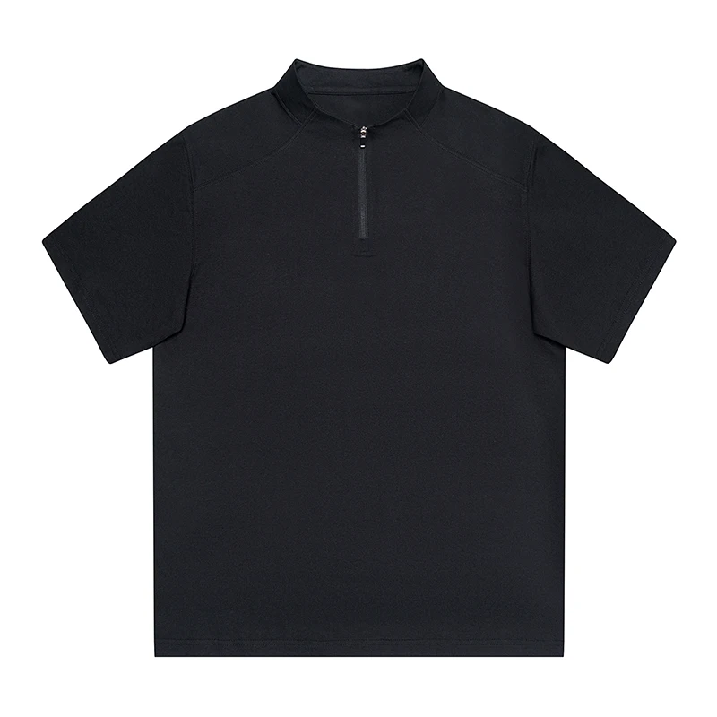 

T Shirt for Man Summer Short Sleeve Half Zipper Casual Loose Solid Color Top 5A Anti Bacterial Sunscreen Tshirt