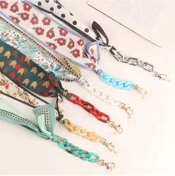 Fashion Mask Chain Acrylic Printed Silk Sunglasses Lanyard Anti-slip Glasses Strap Holder Neck Cord Eyewear Accessories Gift